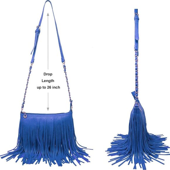 Fringe Crossbody Shoulder Bag with Strap, Tassel Messenger bag, Country Style We - Picture 3 of 8